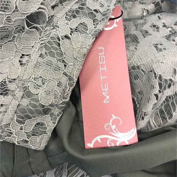 NWT Metisu Gray Lace Dress S - Picture 5 of 5